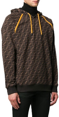 FENDI Brown Logo Print Long Sleeve Hoodie FY0945A6ZTF0QT1 Details for FENDI Brown Logo Print Long Sleeve Hoodie FY0945A6ZTF0QT1