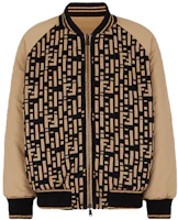 Fendi Brown Logo Print Zip-Up Bomber Jacket with Baseball Collar FW1108AI07F0QB9 Fendi Brown Logo Print Zip-Up Bomber Jacket with Baseball Collar FW1108AI07F0QB9