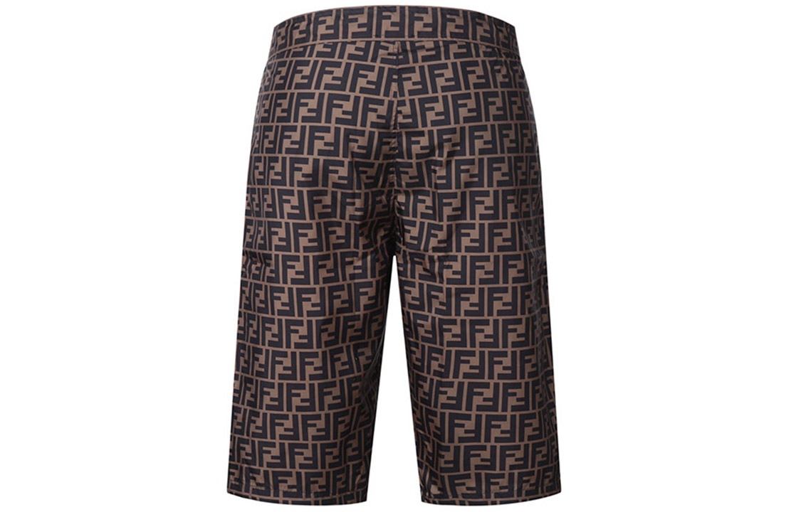 Lookbook 芬迪男士棕色中腰直筒满印泳裤 FXB079AGBQF0QT2