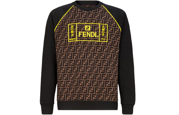 Fendi Brown Monogram Double F Long Sleeve Pullover Sweatshirt FY0992A87EF0JNH