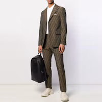 Lookbook FENDI 棕色字母Logo長袖休閒西裝外套 FJ0498A4QQF1440