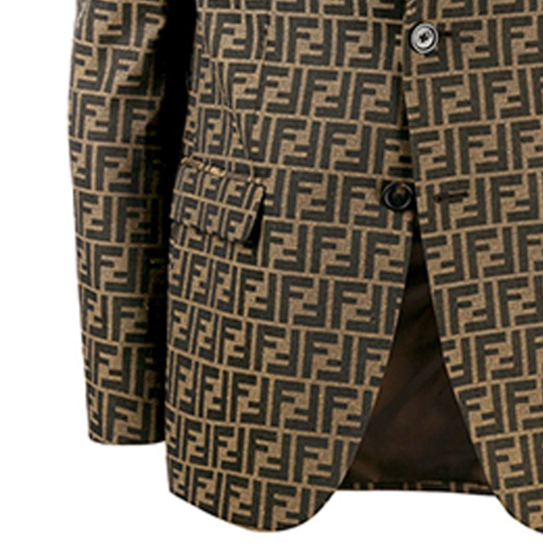 Details for フェンディ ブラウン モノグラム ロゴ 長袖 カジュアル ブレザー FJ0498A4QQF1440