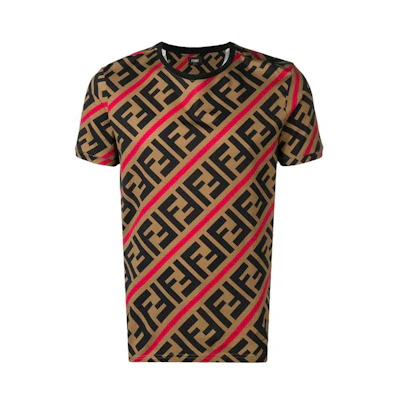 FENDI Brown Monogram Print Crewneck T-Shirt FY0894A7A8F13J8