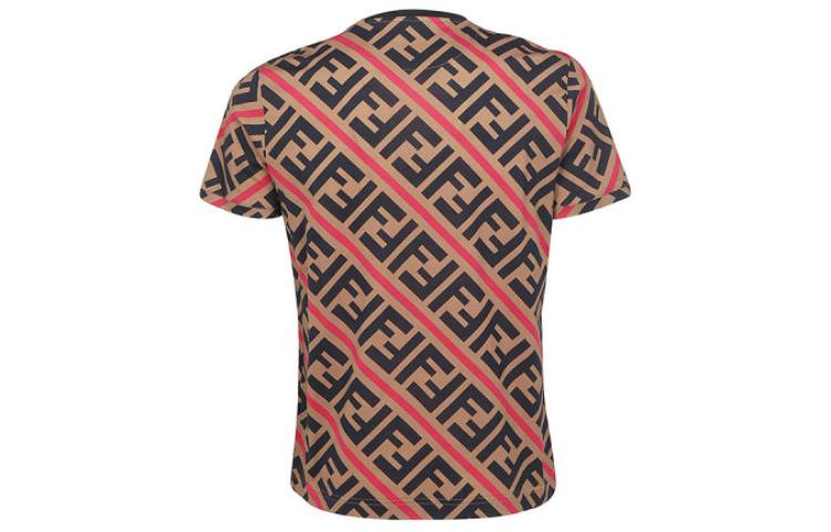 Lookbook FENDI 棕色字母印花圓領T恤 FY0894A7A8F13J8