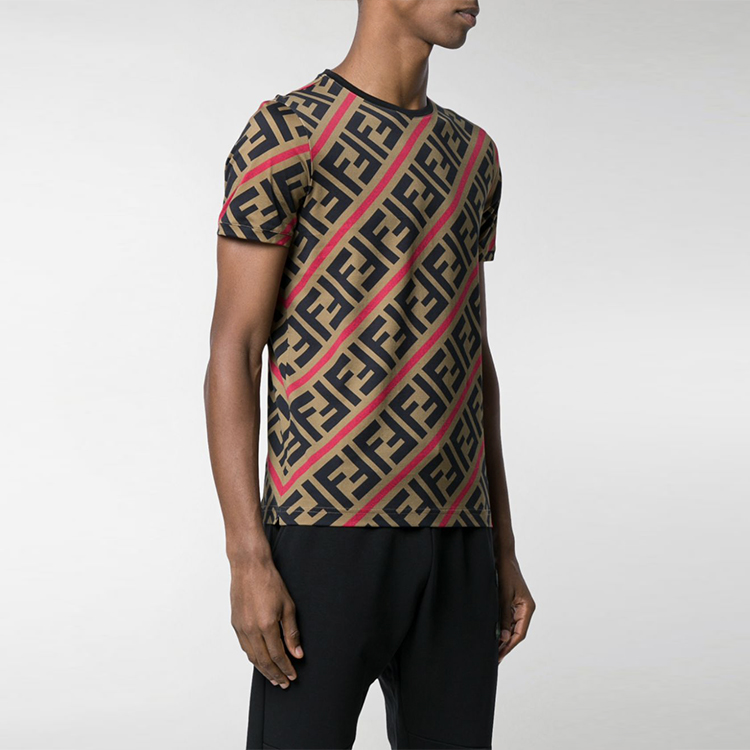 Purchase FENDI 棕色字母印花圓領T恤 FY0894A7A8F13J8