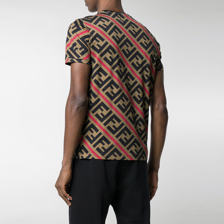 Details for FENDI 棕色字母印花圓領T恤 FY0894A7A8F13J8