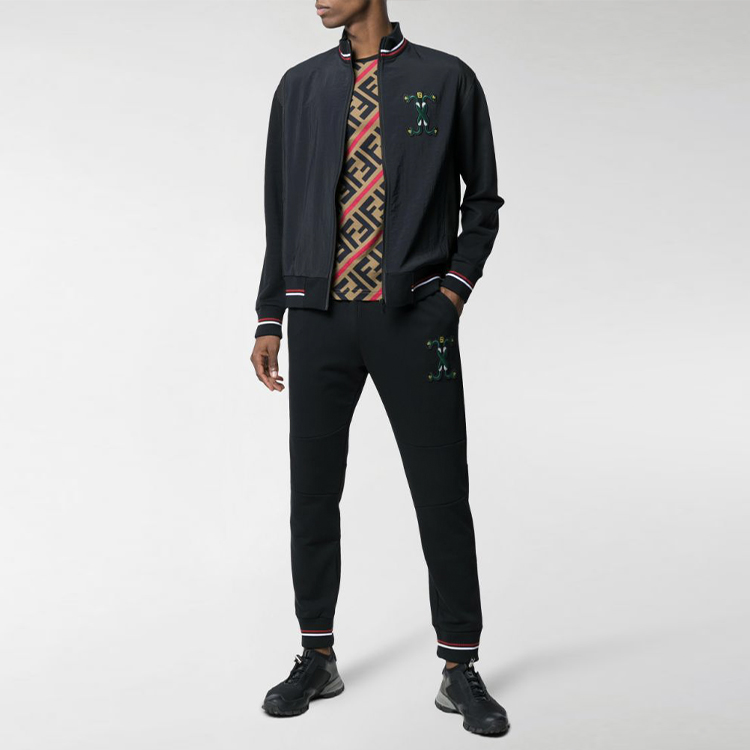 Sizing FENDI 棕色字母印花圓領T恤 FY0894A7A8F13J8