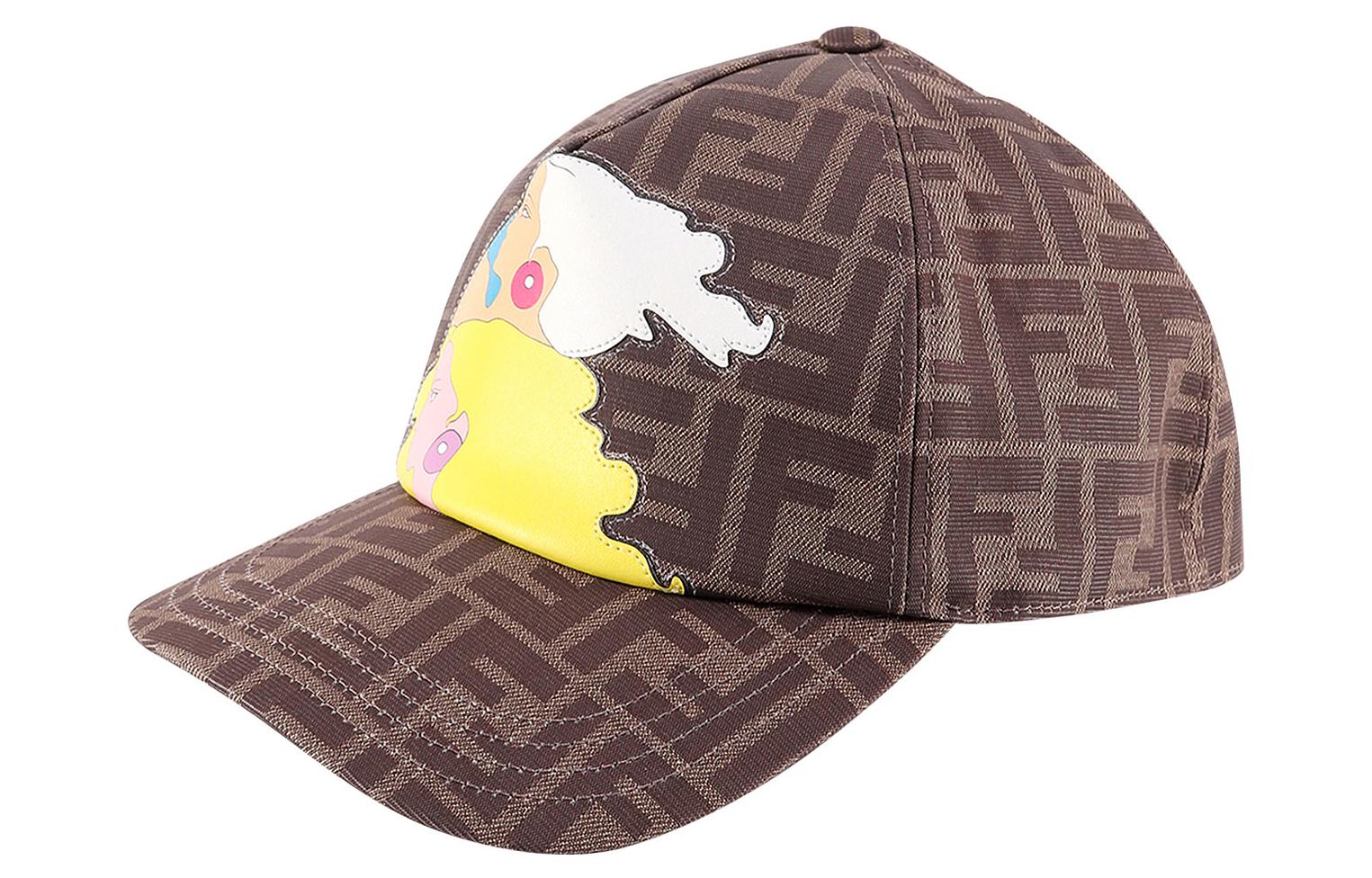 FENDI Brown Printed Polyester Cotton Baseball Cap. FXQ675AK6QF1HTV