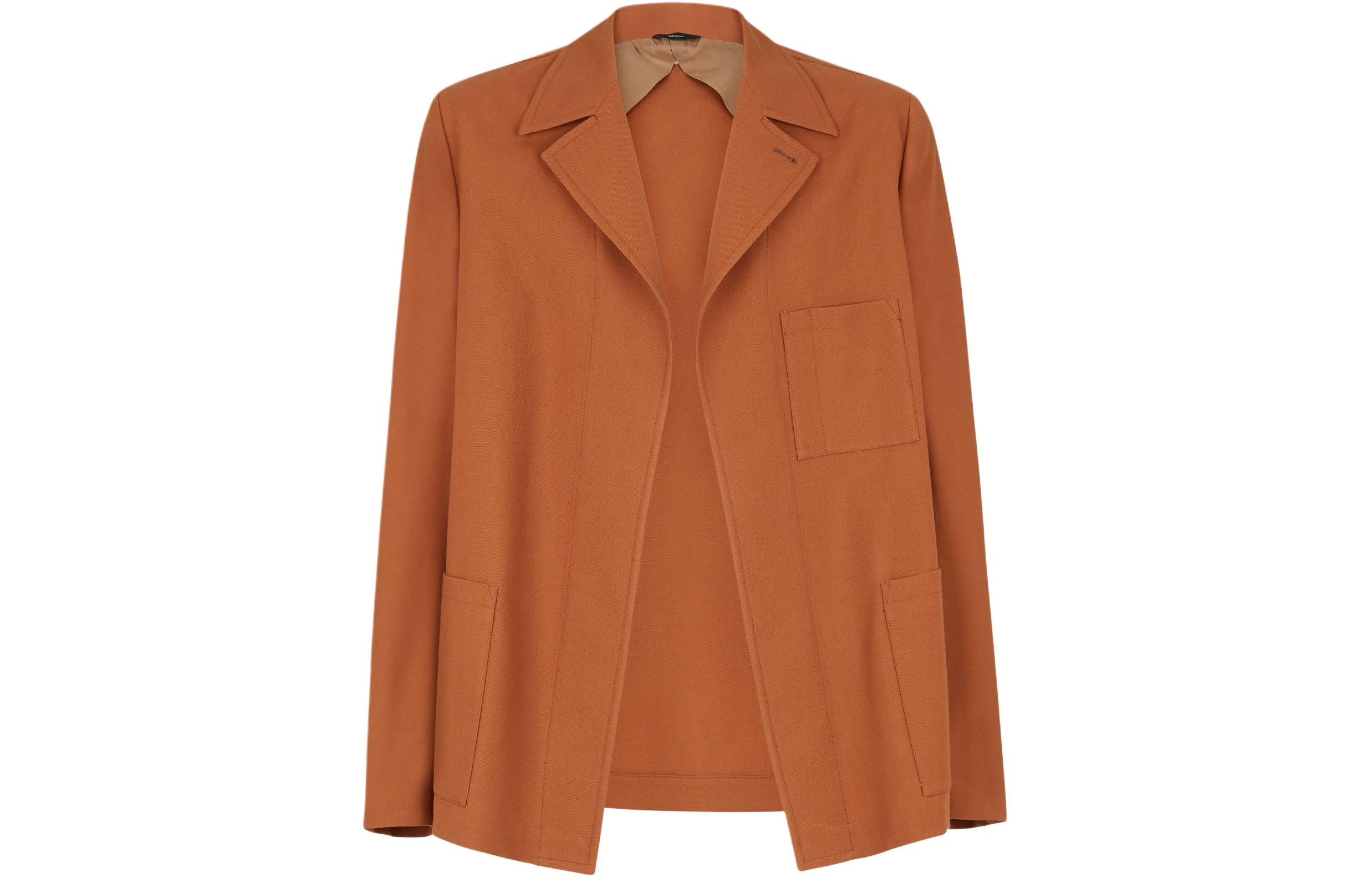 Fendi Brown Solid Color Button-Up Casual Jacket FJ0797AR8SF1MTR