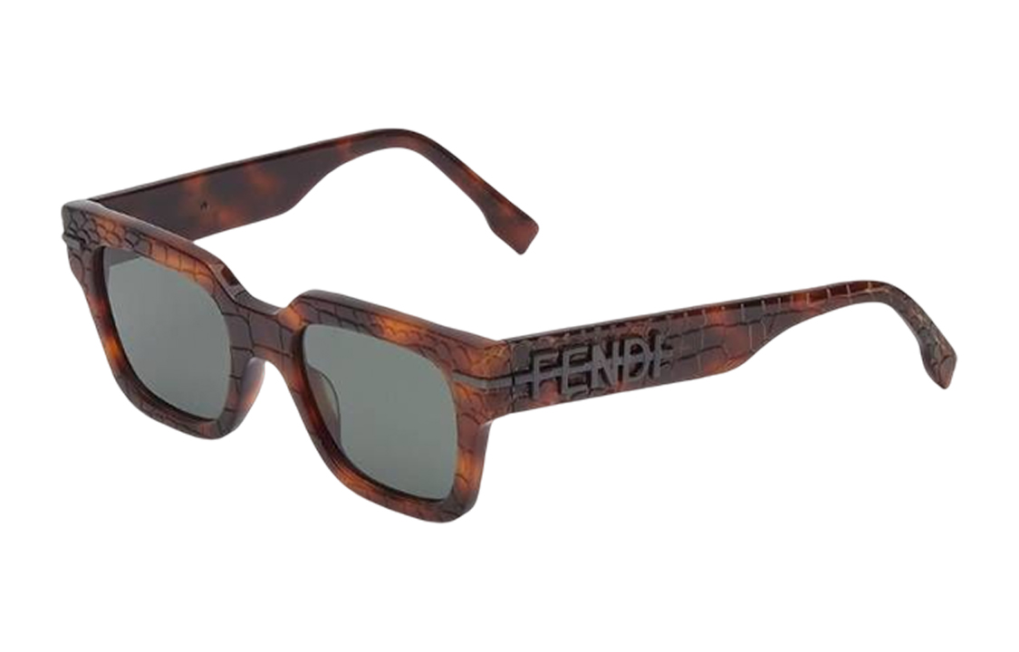 FENDI Brown Square Sunglasses with Side Lettering for Men. FOL540V1PF1K02