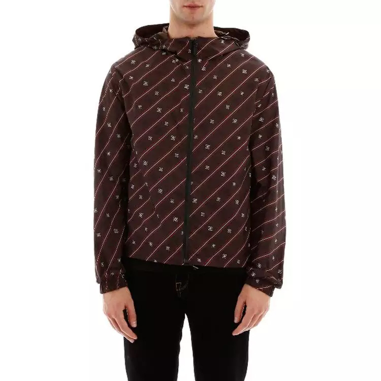 Lookbook FENDI 棕色条纹拉链休闲夹克 FAA615AAA7F1A0I