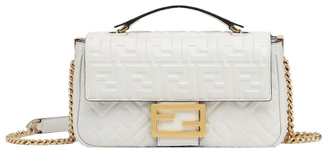 Bolso Fendi por Marc Jacobs Baguette Cadena Midi de Cuero Nappa Blanco Buy Bolso Fendi por Marc Jacobs Baguette Cadena Midi de Cuero Nappa Blanco