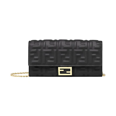 Fendi by Marc Jacobs Baguette Continental Wallet with Chain Black Nappa Leather Wallet