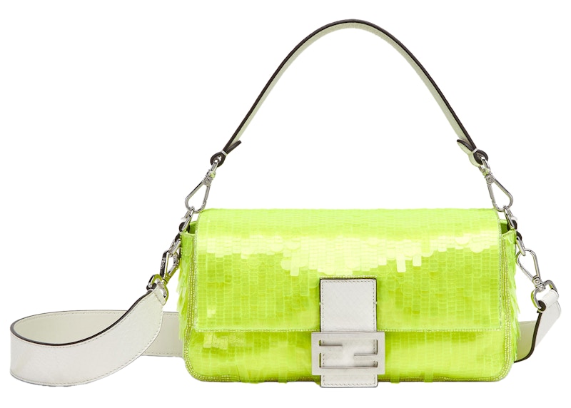 Fendi by Marc Jacobs Baguette Elaphe and Neon Yellow Sequin Bag