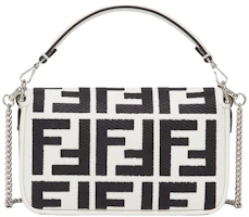 Order Marc Jacobs設計的Fendi白黑FF刺繡帆布迷你法棍包