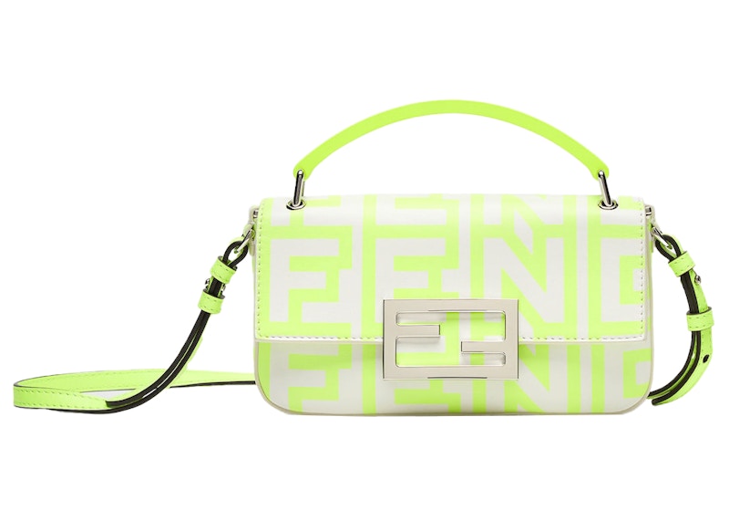 Fendi by Marc Jacobs Baguette Phone Pouch White/Neon Yellow Nappa Leather Pouch