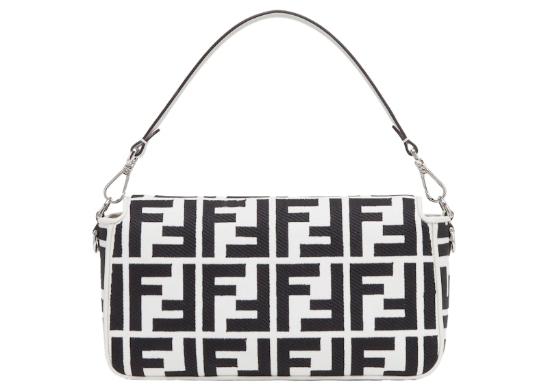 Order フェンディ by マーク・ジェイコブス FF刺繍の白黒キャンバスバッグ