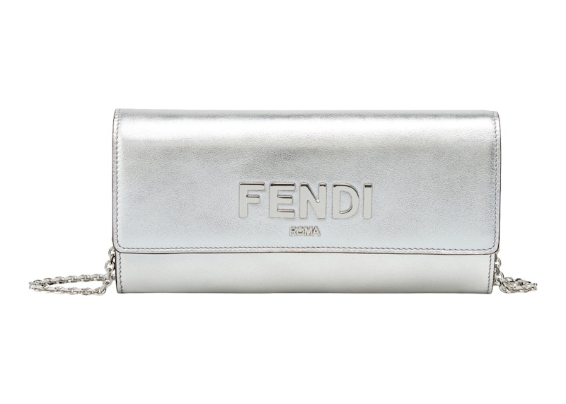 Fendi by Marc Jacobs Fendi Roma Continental with Chain Silver-Colored Leather Wallet
