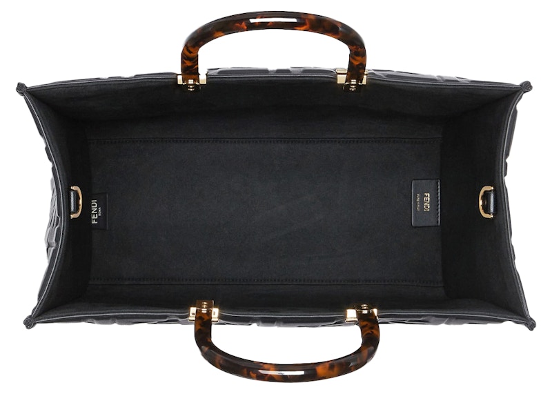 Lookbook Marc Jacobs联名Fendi Sunshine中号黑色皮革3D纹理购物包