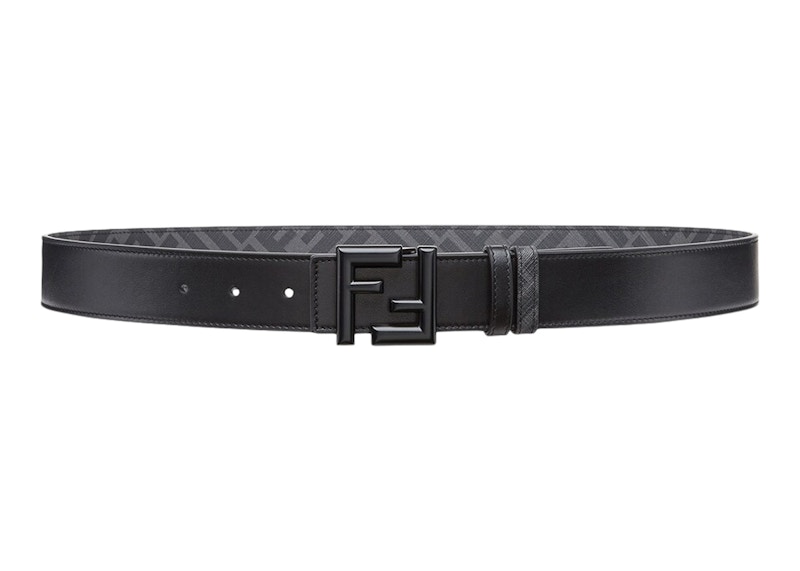 Fendi by Marc Jacobs FF Rounded Belt Black Leather Reversible Belt Black