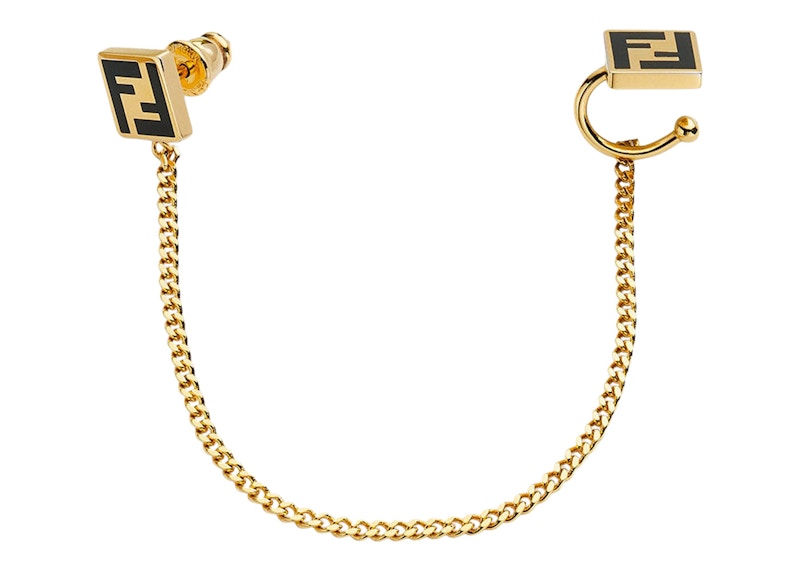 Fendi by Marc Jacobs Forever Fendi Earcuff Gold-Color Earring with Fine Hanging Chain
