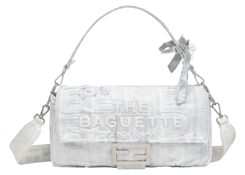 Fendi by Marc Jacobs Maxi Baguette White Denim Bag