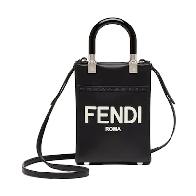 Fendi by Marc Jacobs Mini Sunshine Shopper Black Leather with Hot-Stamped Mini-Bag