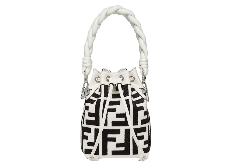 Fendi by Marc Jacobs Mon Tresor Black and White Canvas Mini-Bag with FF Embroidery