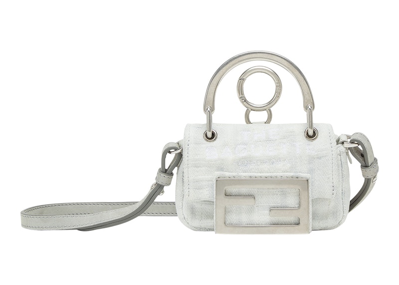 Fendi by Marc Jacobs Nano Baguette Maxi Handle White Denim Mini-Bag