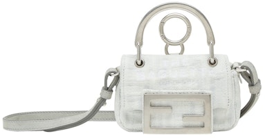 Fendi by Marc Jacobs Nano Baguette Maxi Handle White Denim Mini-Bag Fendi by Marc Jacobs Nano Baguette Maxi Handle White Denim Mini-Bag