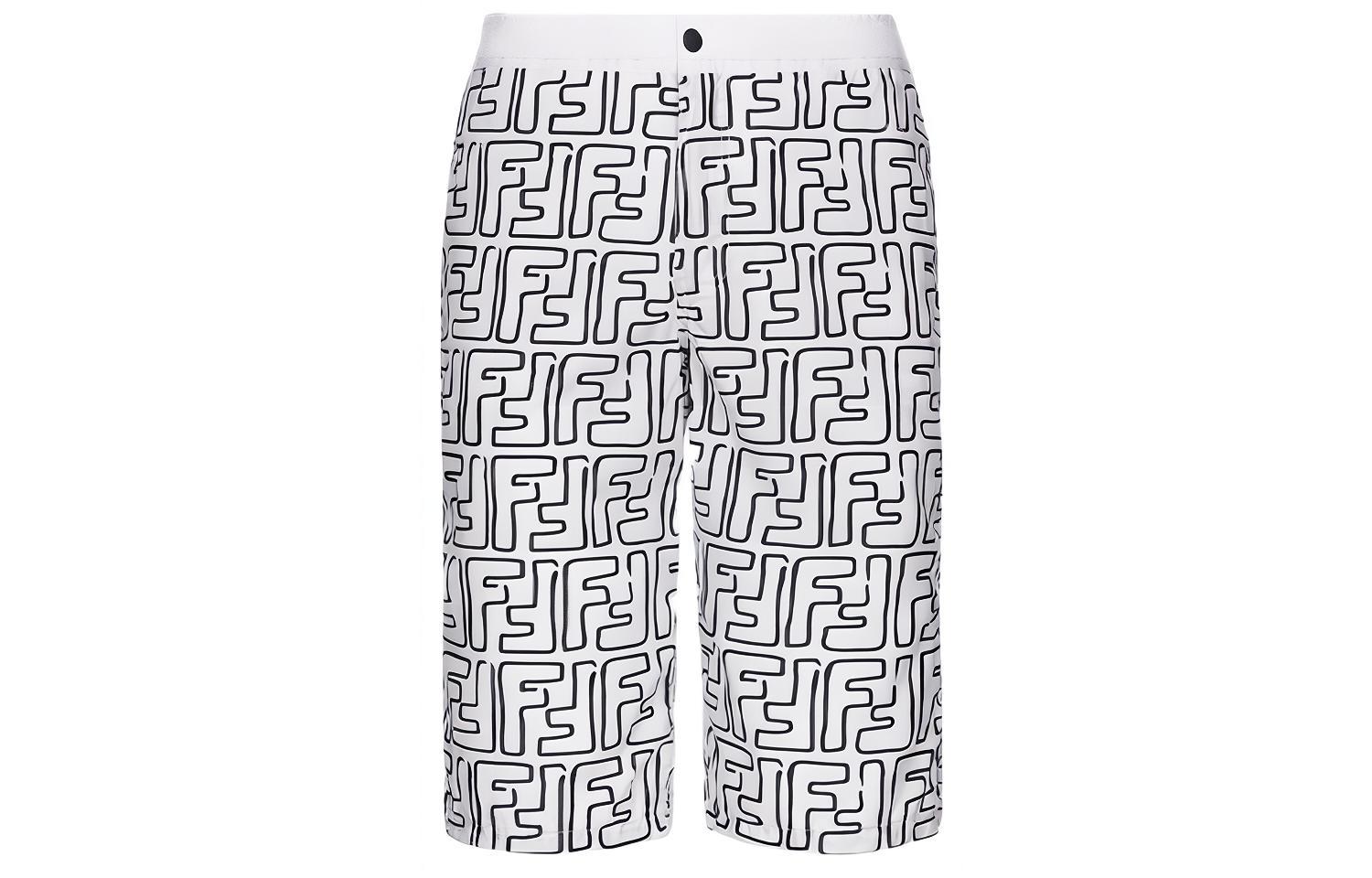 FENDI California Sky FF Print Black & White Swim Shorts FXB079ACKJF0ZNE