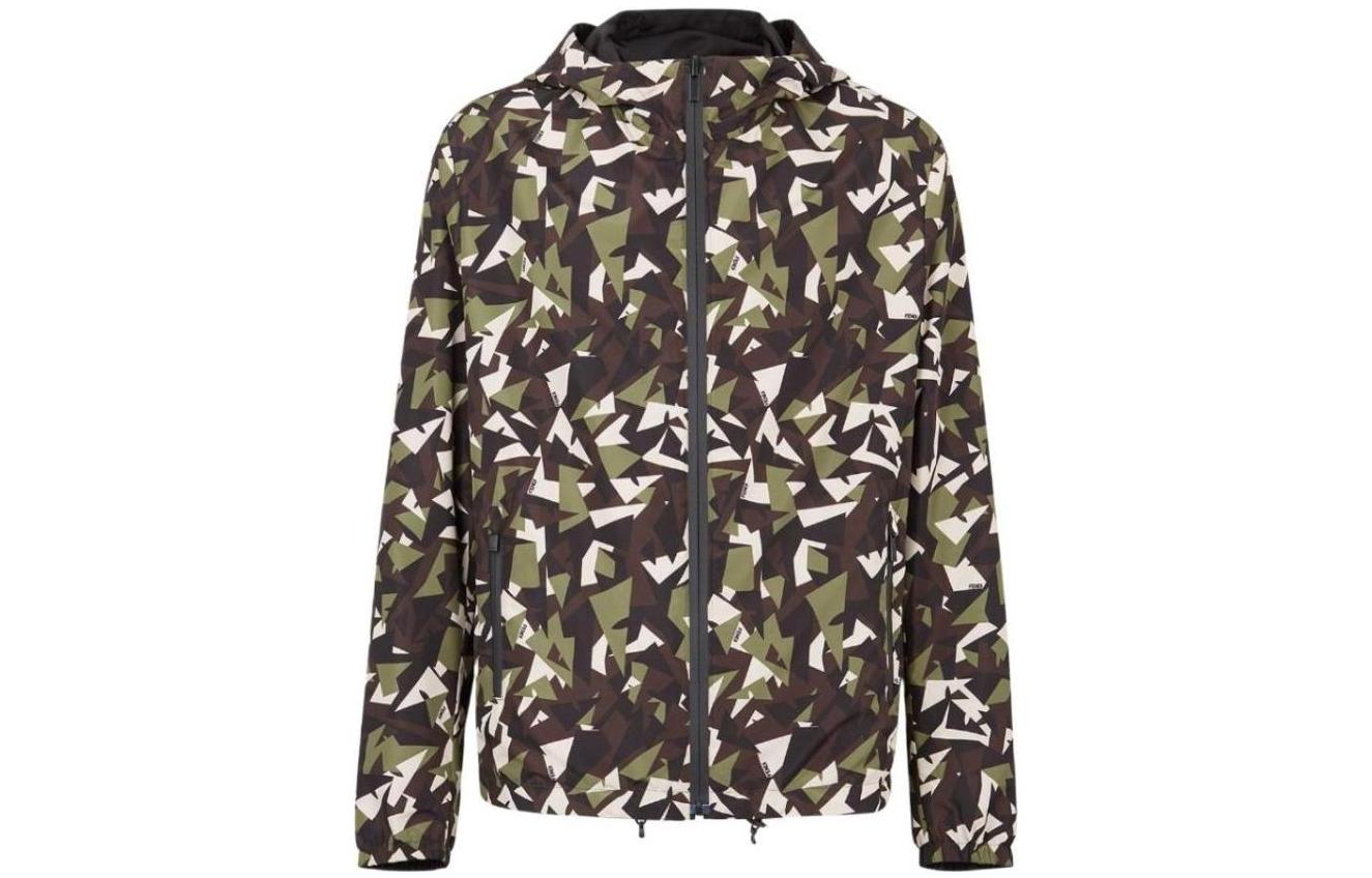 Fendi Camouflage Print Hooded Jacket Multicolor Casual Outerwear FAA729AD2NF1BN8