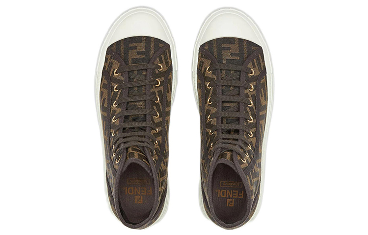 Shop Fendi Canvas High-Top 'Domino Brown' 7E1570AJXZF0R7V