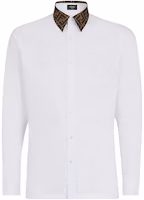 FENDI Casual Long Sleeve Shirt with FF Pattern Collar - White FS0751A4S6F0QA0 FENDI Casual Long Sleeve Shirt with FF Pattern Collar - White FS0751A4S6F0QA0