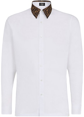 FENDI Casual Long Sleeve Shirt with FF Pattern Collar - White FS0751A4S6F0QA0 Buy FENDI Casual Long Sleeve Shirt with FF Pattern Collar - White FS0751A4S6F0QA0