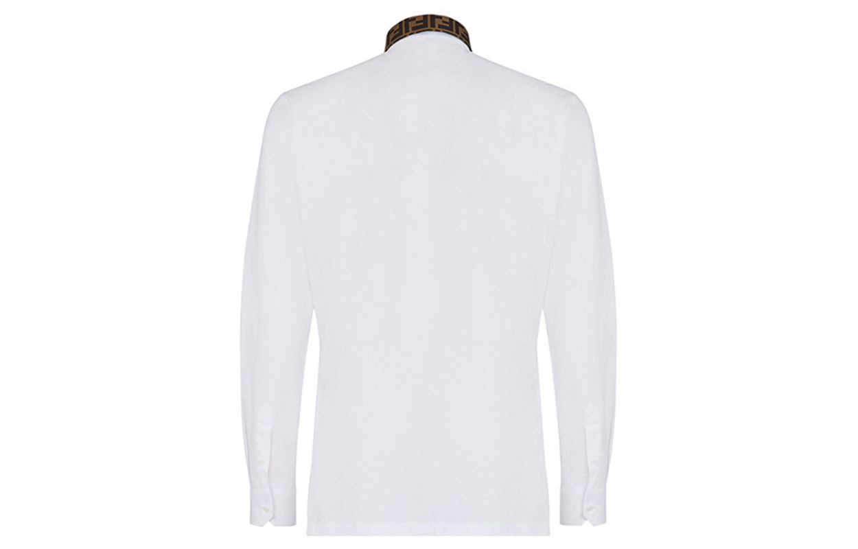 Lookbook 芬迪 FF图案领口白色休闲长袖衬衫 FS0751A4S6F0QA0