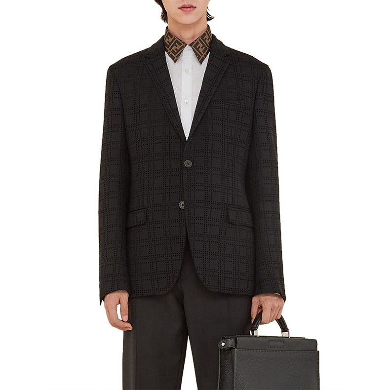 Shop 芬迪 FF图案领口白色休闲长袖衬衫 FS0751A4S6F0QA0