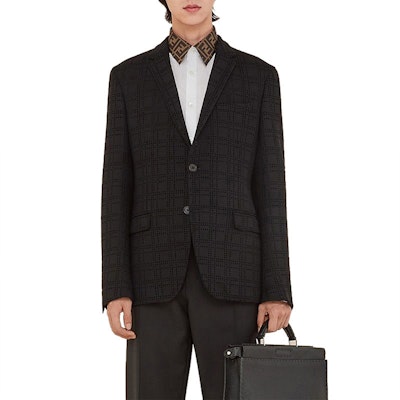 FENDI Casual Long Sleeve Shirt with FF Pattern Collar - White FS0751A4S6F0QA0 Shop FENDI Casual Long Sleeve Shirt with FF Pattern Collar - White FS0751A4S6F0QA0