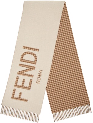 FENDI 男女通用奶油色棋盘格羊毛针织围巾 FXT334AHR1F0QF7 Buy FENDI 男女通用奶油色棋盘格羊毛针织围巾 FXT334AHR1F0QF7