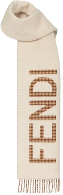 FENDI 男女通用奶油色棋盘格羊毛针织围巾 FXT334AHR1F0QF7 Lookbook FENDI 男女通用奶油色棋盘格羊毛针织围巾 FXT334AHR1F0QF7