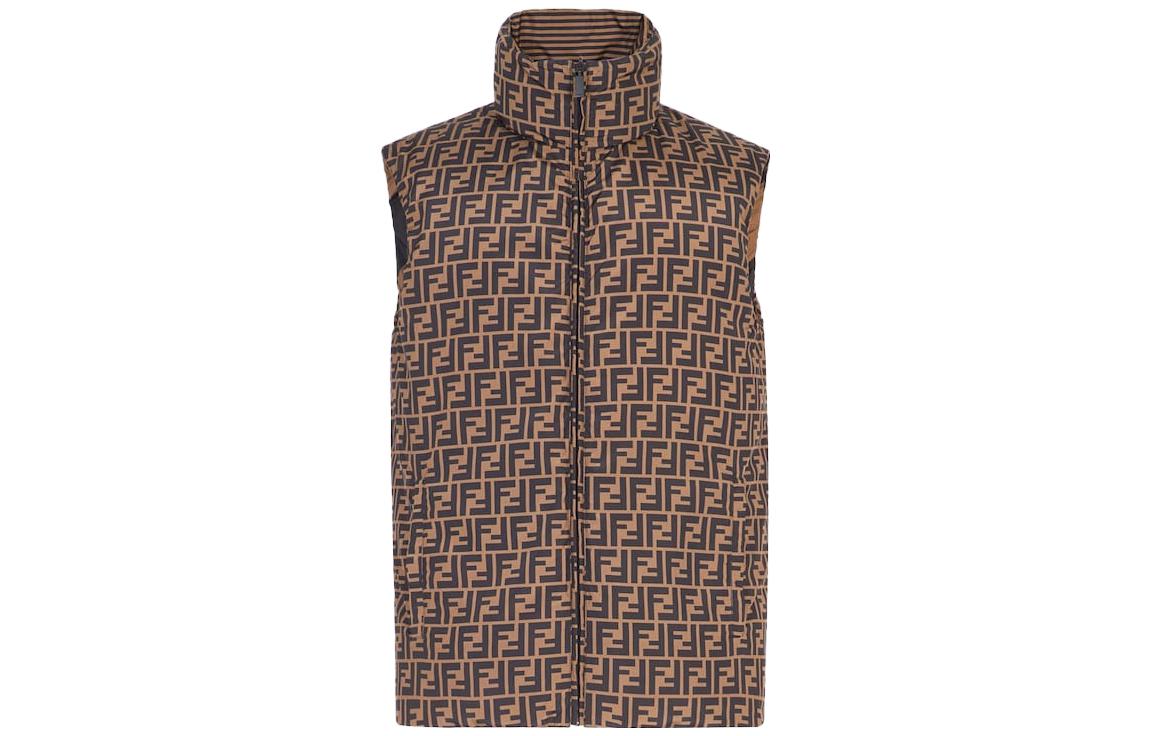 FENDI Classic Logo Reversible Down Vest Brown. FAA581-A79O-F13IZ