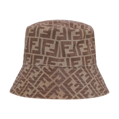 FENDI Classic Monogram Logo Polyester Bucket Hat Unisex FXQ200A2NPF17I9