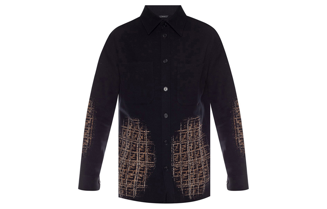 Fendi Classic Tie-Dye Monogram Long Sleeve Jacket Black FW0288A9B3F0QA1