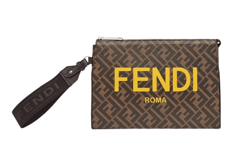 Buy Fendi 手拿包 FF 印花 棕/黃