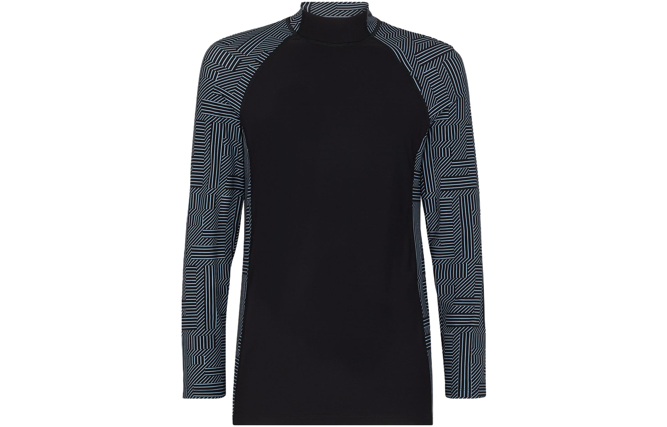 FENDI Colorblock Stand Collar Long Sleeve Casual T-Shirt Multicolor . FAF703APXEF1MS2