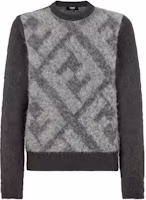 FENDI Contrast Ribbed Crewneck Pullover Sweater Grey FZX091APJJF1ML0 FENDI Contrast Ribbed Crewneck Pullover Sweater Grey FZX091APJJF1ML0