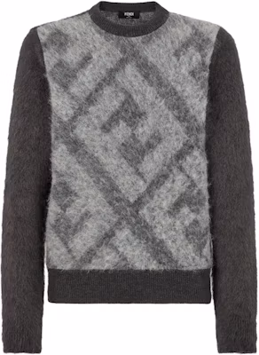 FENDI Contrast Ribbed Crewneck Pullover Sweater Grey FZX091APJJF1ML0 Buy FENDI Contrast Ribbed Crewneck Pullover Sweater Grey FZX091APJJF1ML0