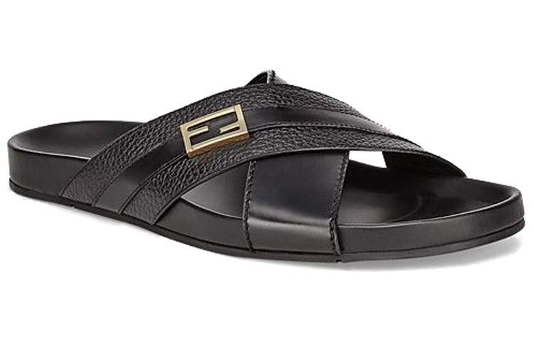 Fendi Cross Strap Slide 'Black Leather' 圖 2