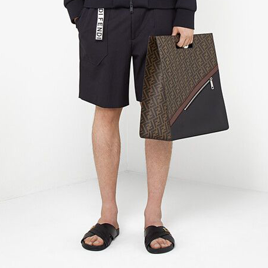 Fendi Cross Strap Slide 'Black Leather' 圖 5