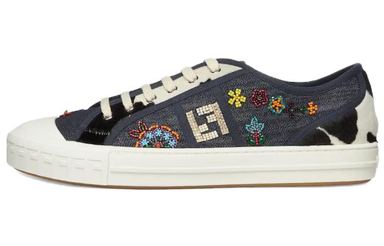 Fendi Domino Low 'Patchwork Denim Embroidery'
